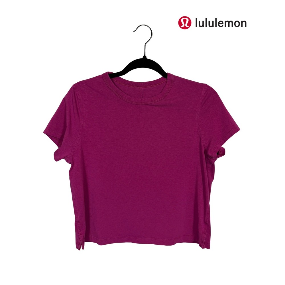 Lululemon Cates T-Shirt Magenta Pink Pima Cotton Cropped Tee Size 6